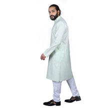 Load image into Gallery viewer, Ajay Arvindbhai Khatri Men&#39;s Poly Cotton Straight Linning Kurta Pista Green Colour
