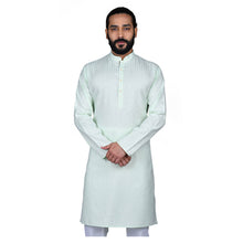 Load image into Gallery viewer, Ajay Arvindbhai Khatri Men&#39;s Poly Cotton Straight Linning Kurta Pista Green Colour
