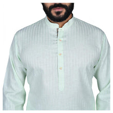 Load image into Gallery viewer, Ajay Arvindbhai Khatri Men&#39;s Poly Cotton Straight Linning Kurta Pista Green Colour
