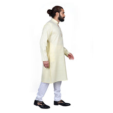 Load image into Gallery viewer, Ajay Arvindbhai Khatri Men&#39;s Poly Cotton Straight Linning Kurta Lemon Colour
