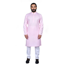 Load image into Gallery viewer, Ajay Arvindbhai Khatri Men&#39;s Poly Cotton Straight Linning Kurta Light Pink Colour
