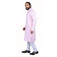 Load image into Gallery viewer, Ajay Arvindbhai Khatri Men&#39;s Poly Cotton Straight Linning Kurta Light Pink Colour
