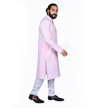 Load image into Gallery viewer, Ajay Arvindbhai Khatri Men&#39;s Poly Cotton Straight Linning Kurta Light Pink Colour
