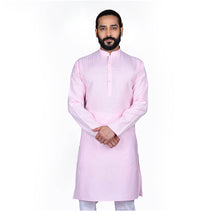 Load image into Gallery viewer, Ajay Arvindbhai Khatri Men&#39;s Poly Cotton Straight Linning Kurta Light Pink Colour
