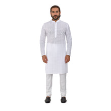 Load image into Gallery viewer, Ajay Arvindbhai Khatri Men&#39;s Pure Cotton Regular Kurta White_Diamond Colour
