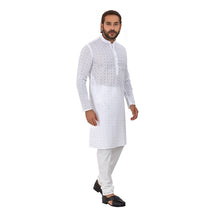 Load image into Gallery viewer, Ajay Arvindbhai Khatri Men&#39;s Pure Cotton Regular Kurta White_Diamond Colour
