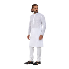 Load image into Gallery viewer, Ajay Arvindbhai Khatri Men&#39;s Pure Cotton Regular Kurta White_Diamond Colour
