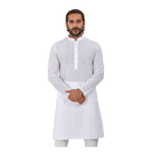 Load image into Gallery viewer, Ajay Arvindbhai Khatri Men&#39;s Pure Cotton Regular Kurta White_Diamond Colour
