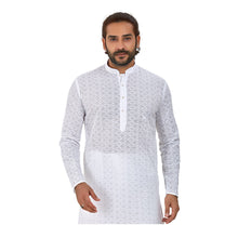 Load image into Gallery viewer, Ajay Arvindbhai Khatri Men&#39;s Pure Cotton Regular Kurta White_Diamond Colour
