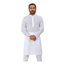 Load image into Gallery viewer, Ajay Arvindbhai Khatri Men&#39;s Pure Cotton Regular Kurta White_Star Colour
