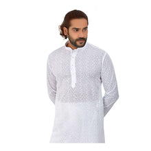 Load image into Gallery viewer, Ajay Arvindbhai Khatri Men&#39;s Pure Cotton Regular Kurta White_Star Colour
