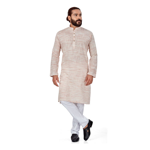 mens peach color kurta