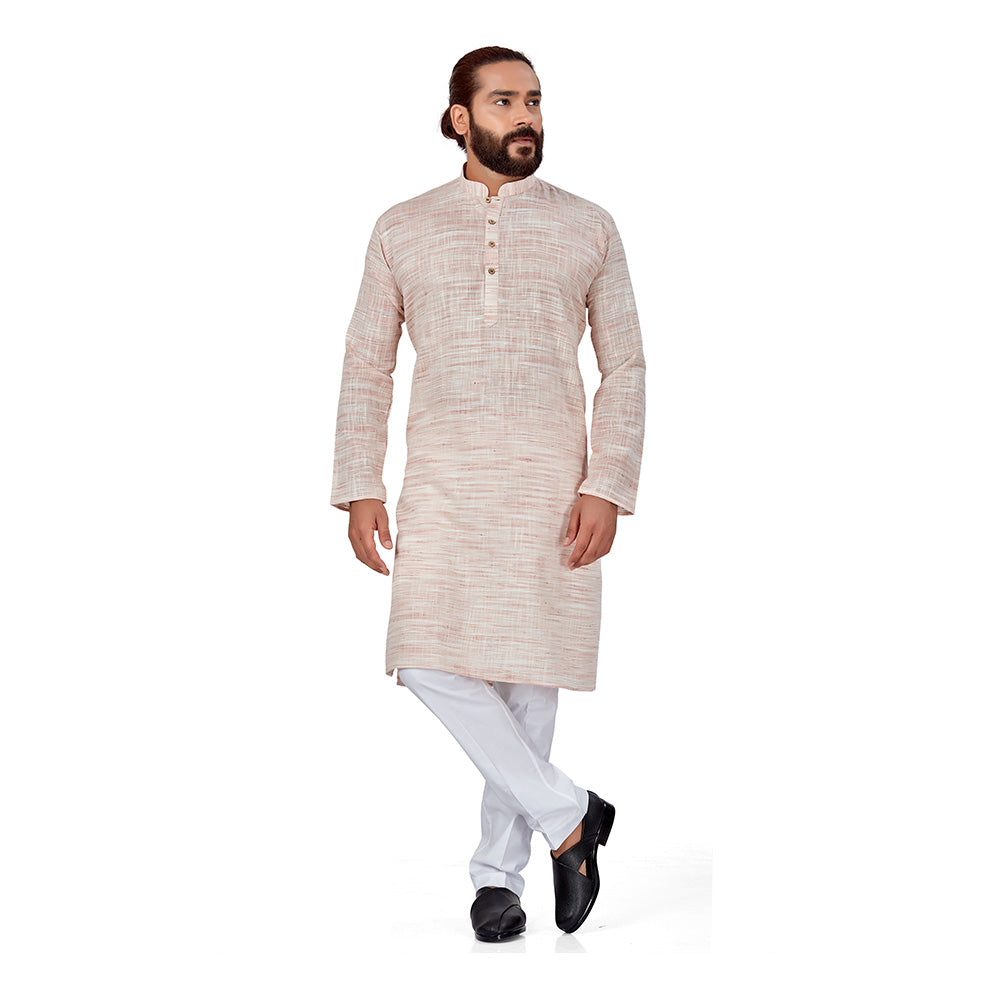 Ajay Arvindbhai Khatri Men's Kurta Peach Colour