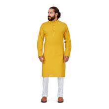 Load image into Gallery viewer, Ajay Arvindbhai Khatri Men&#39;s Pure Cotton Chikan Embroidery kurta Yellow Colour
