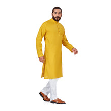 Load image into Gallery viewer, Ajay Arvindbhai Khatri Men&#39;s Pure Cotton Chikan Embroidery kurta Yellow Colour

