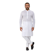 Load image into Gallery viewer, Ajay Arvindbhai Khatri Men&#39;s Pure Cotton Regular Brasso Kurta White Colour
