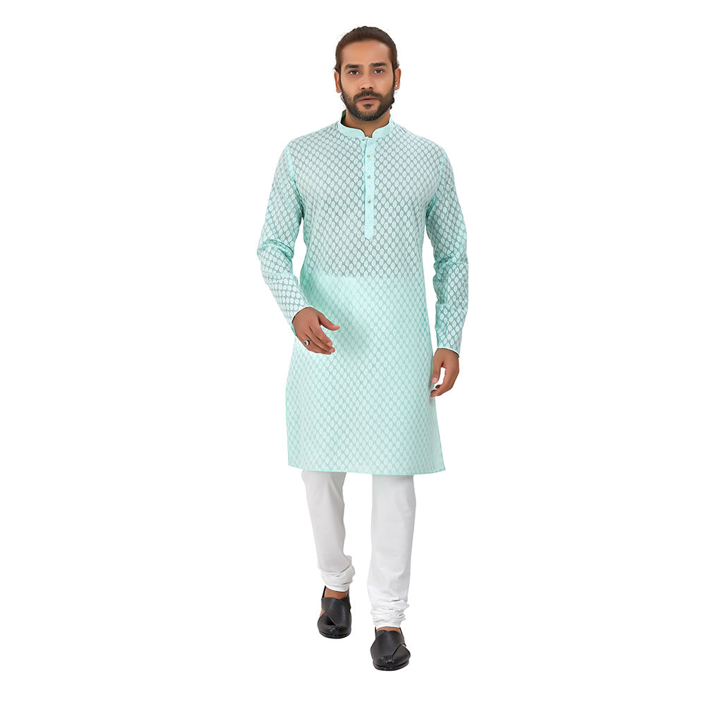 Ajay Arvindbhai Khatri Men's Pure Cotton Regular Brasso Kurta Pistachio Colour