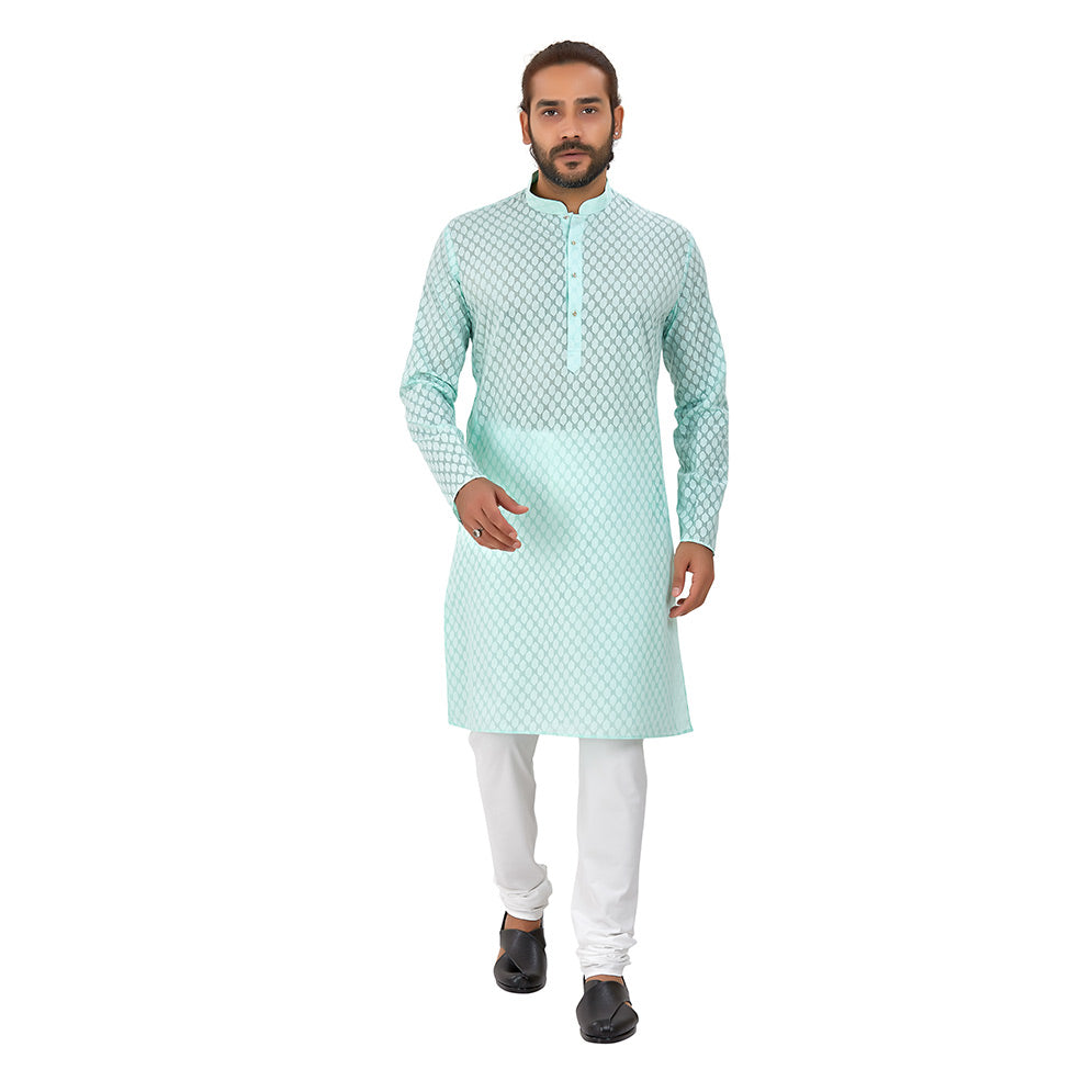 Ajay Arvindbhai Khatri Men's Pure Cotton Regular Brasso Kurta Pistachio Colour