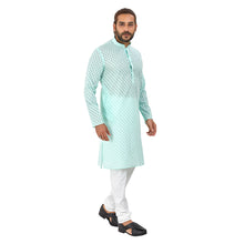 Load image into Gallery viewer, Ajay Arvindbhai Khatri Men&#39;s Pure Cotton Regular Brasso Kurta Pistachio Colour
