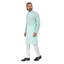 Load image into Gallery viewer, Ajay Arvindbhai Khatri Men&#39;s Pure Cotton Regular Brasso Kurta Pistachio Colour
