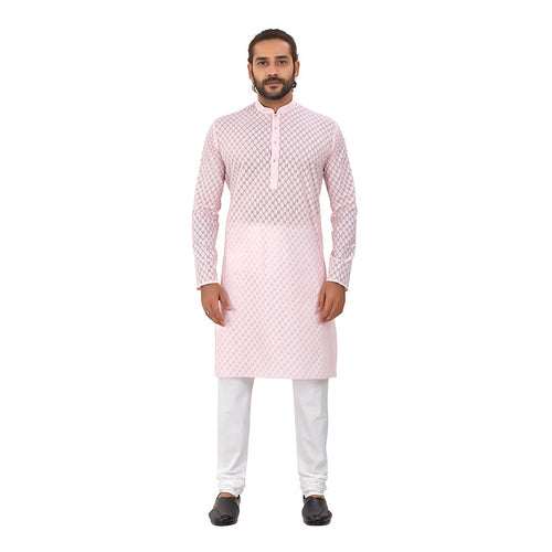 mens light pink color pure cotton kurta