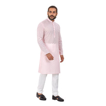 Load image into Gallery viewer, Ajay Arvindbhai Khatri Men&#39;s Pure Cotton Regular Brasso Kurta Light Pink Colour
