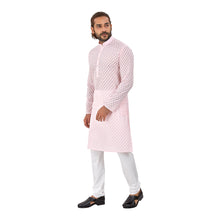 Load image into Gallery viewer, Ajay Arvindbhai Khatri Men&#39;s Pure Cotton Regular Brasso Kurta Light Pink Colour
