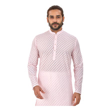 Load image into Gallery viewer, Ajay Arvindbhai Khatri Men&#39;s Pure Cotton Regular Brasso Kurta Light Pink Colour
