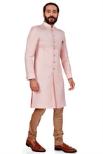 Load image into Gallery viewer, Ajay Arvindbhai Khatri Men&#39;s Indo Western Navabi Pink Color with Golden Bottom
