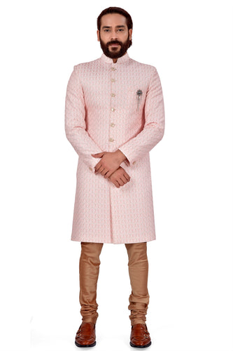 mens pink color nawabi indowestern dress
