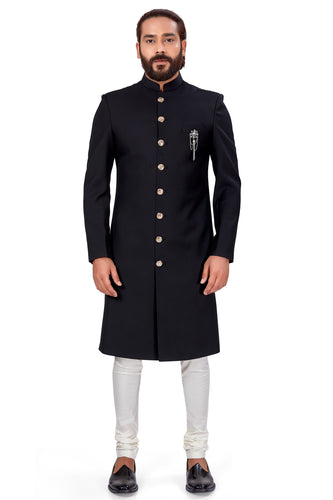 mens black color nawabi dress