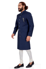 Load image into Gallery viewer, mens navy blue color nawabi dress indowestern
