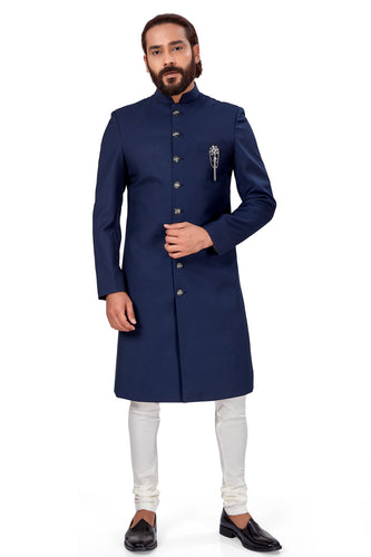 mens navy blue color nawabi dress indowestern