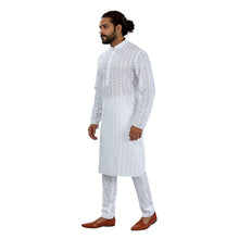 Load image into Gallery viewer, Ajay Arvindbhai Khatri Men&#39;s Pure Cotton Regular Chikankari embriodery kurta White Colour
