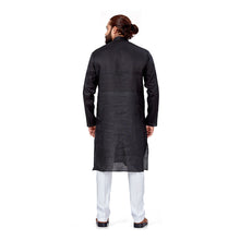 Load image into Gallery viewer, Ajay Arvindbhai Khatri Men&#39;s Pure Cotton Linen Embroidery Kurta Black Colour
