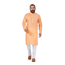 Load image into Gallery viewer, mens light orange fawn color cotton linen kurta
