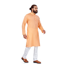Load image into Gallery viewer, Ajay Arvindbhai Khatri Men&#39;s Pure Cotton Linen Embroidery Kurta Light Orange Colour
