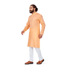 Load image into Gallery viewer, Ajay Arvindbhai Khatri Men&#39;s Pure Cotton Linen Embroidery Kurta Light Orange Colour
