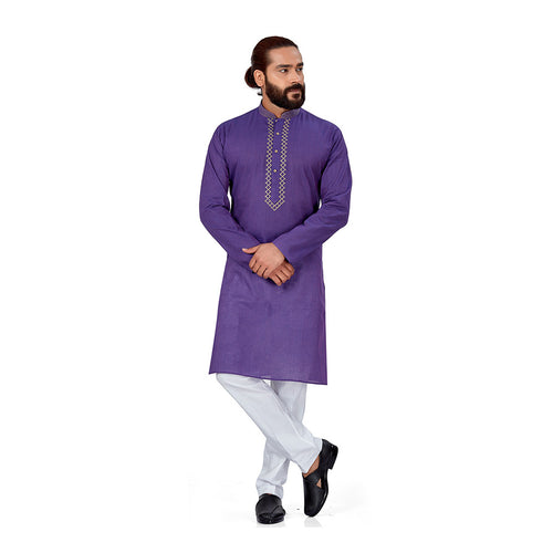 mens purple color cotton kurta