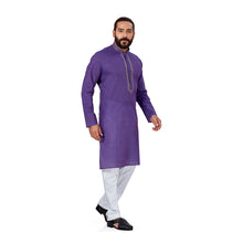 Load image into Gallery viewer, Ajay Arvindbhai Khatri Men&#39;s EMB Cotton Handloom D Purple Kurta
