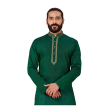 Load image into Gallery viewer, Ajay Arvindbhai Khatri Men&#39;s EMB Cotton Handloom Green Kurta
