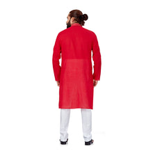 Load image into Gallery viewer, Ajay Arvindbhai Khatri Men&#39;s EMB Cotton Handloom RedKurta

