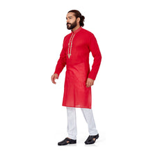 Load image into Gallery viewer, Ajay Arvindbhai Khatri Men&#39;s EMB Cotton Handloom RedKurta
