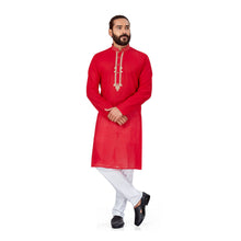 Load image into Gallery viewer, Ajay Arvindbhai Khatri Men&#39;s EMB Cotton Handloom RedKurta
