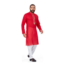 Load image into Gallery viewer, Ajay Arvindbhai Khatri Men&#39;s EMB Cotton Handloom RedKurta
