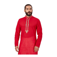 Load image into Gallery viewer, Ajay Arvindbhai Khatri Men&#39;s EMB Cotton Handloom RedKurta
