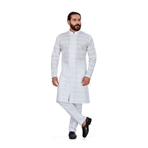 mens white color cotton white kurta