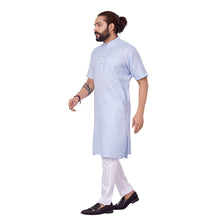 Load image into Gallery viewer, mens sky blue color linen modi style kurta
