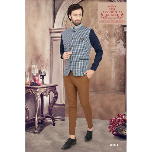 mens blue color nehru jacket modi jacket