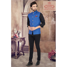 Load image into Gallery viewer, Ajay Arvindbhai Khatri Men&#39;s Italian Fabric Regular Nehru Jacket Royal Blue Colour
